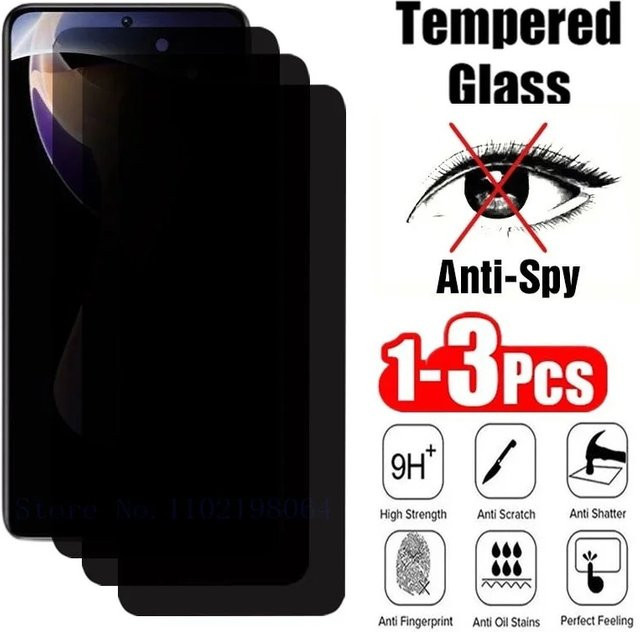 Anti-Spy Sichtschutz aus Tempereed-Glas für Xiaomi Redmi Note 12 12 Pro 4G 11S 11E K50i 11T 11 12 Pro Prime 5G, transparent - Bild 1