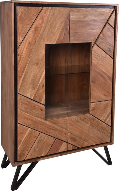 DELUKE Highboard EBBA aus Akazienmassivholz in Akazienbraun, B/T/H: 150 x 40 x 96 cm - Bild 1