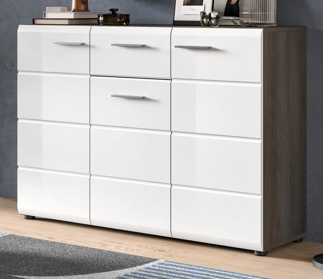 Inn.Furn Sideboard Rumba in Weiß Hochglanz und Grau, Breite: 120 cm - Bild 1