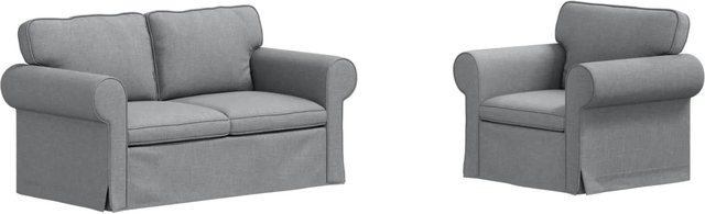 vidaXL Ecksofa 2-teilig in Hellgrau mit Stoffbezug und Metallrahmen, B/T/H: 155 x 82 x 80 cm - Bild 1