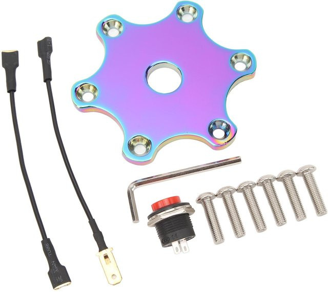 Igeteck Universal Lenkrad Hupenknopf Abdeckung Sechseckig mit Druckknopf Platte Kit, 75 mm, Lila - Bild 1