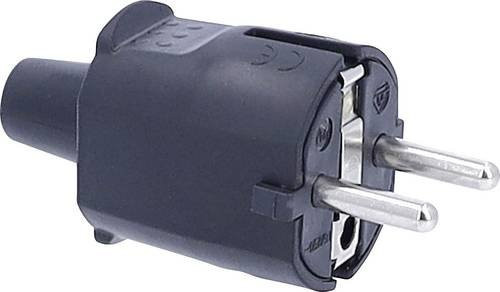 AS Schwabe Schutzkontaktstecker PVC 230V Schwarz - Bild 1