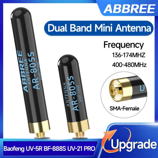 ABBREE AR-805S PLUS Walkie-Talkie-Antenne mit SMA-Buchse, Dualband Upgrade für Baofeng UV-5R, UV-32 und UV-21 PRO Zwei-Wege-Funkgeräte, Schwarz - Bild 1