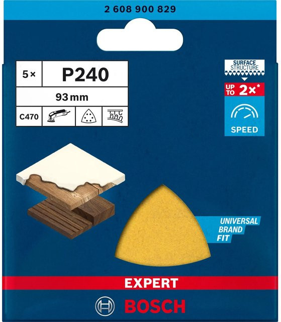 Bosch Expert C470 Deltaschleifpapier gelocht Körnung 240, B: 9,3 cm x B: 9,3 cm, 5 Stück - Bild 2