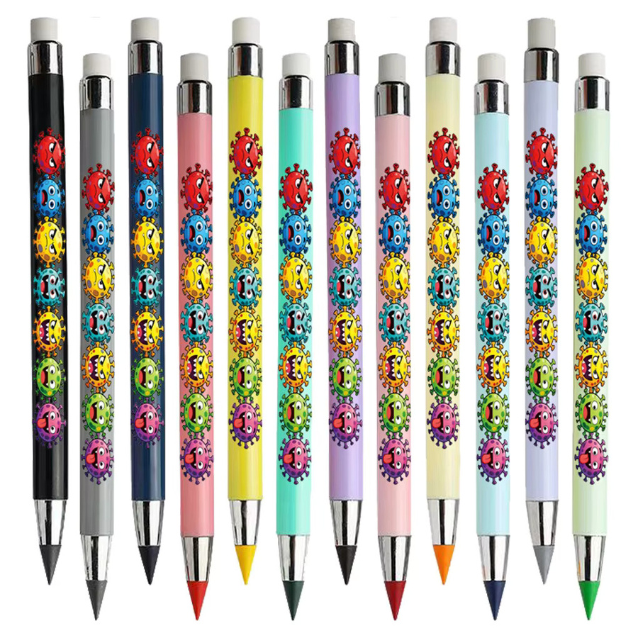 Creative Virus Series Eternal Pencil Nicht schärfender schwarzer Bleistift in Schwarz und Multicolour, 12 Stück - Bild 3