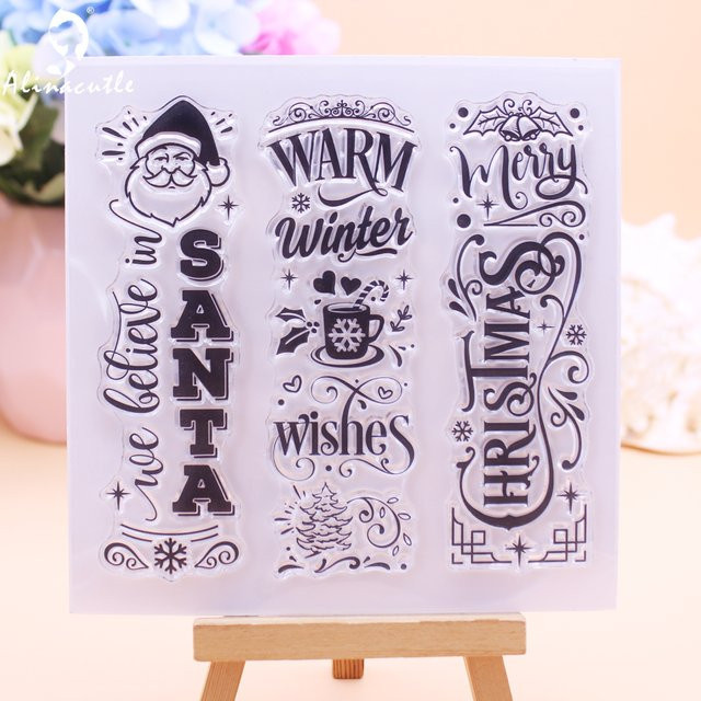 Alinacutle Transparente Silikon Briefmarken Santa Frohe Weihnachten für DIY Scrapbooking und Handwerk - Bild 1