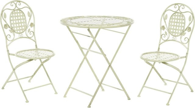 Beliani Bistro Set BIVIO in Hellgrün aus Metall für Garten, Balkon und Terrasse B/T/H: 70 x 70 x 73 cm - Bild 1
