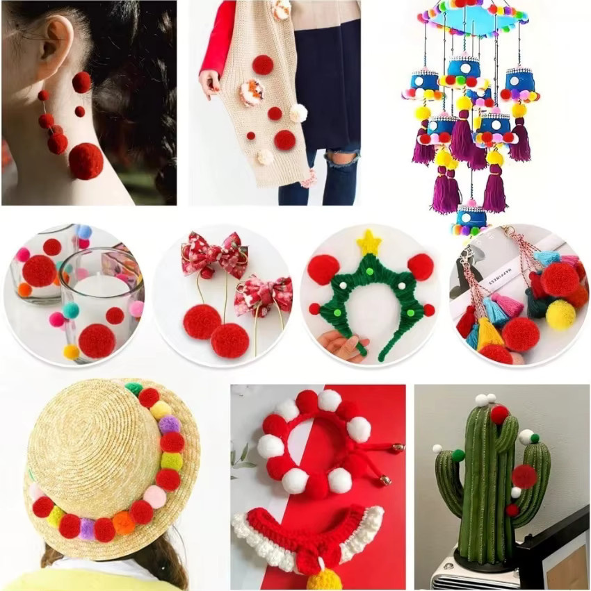 Rote Mini-Pompons für Bastelbedarf und DIY-Projekte, Durchmesser: 10 mm, 15 mm, 20 mm, 25 mm, 30 mm - Bild 6
