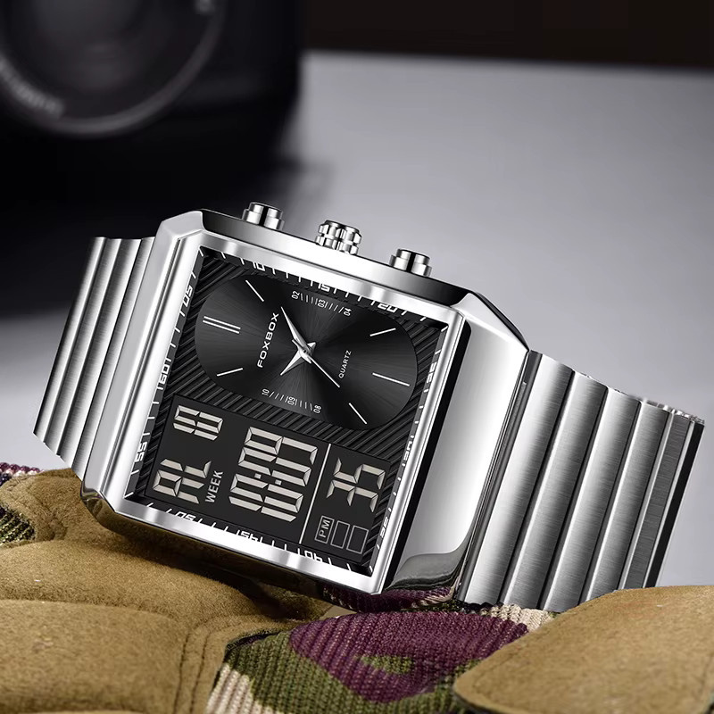 FOXBOX Herrenuhr, Chronograph, Quarz, Edelstahl, Schwarz, Herren - Bild 2