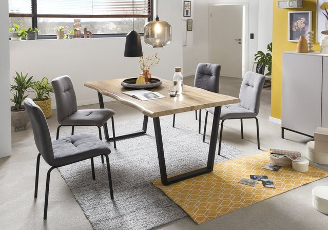 TPFLiving Esszimmertisch ELIAS im Industrial Design, Farbe Braun, Wildeiche Dekor, B/T: 160 x 90 cm, Material: MDF und Metall - Bild 1