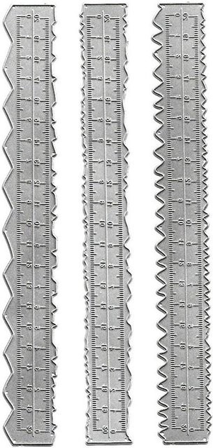 GoolRC 3er Set Unregelmäßige Kanten Lineale aus Kohlenstoffstahl in Silber für Scrapbooking und Kartenherstellung - Bild 1