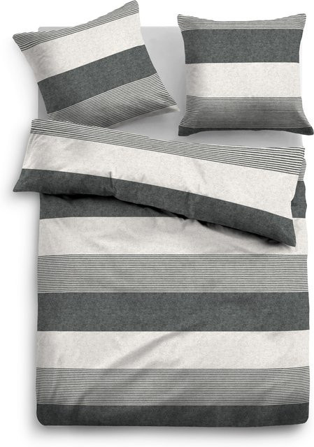 Tom Tailor Bettwäsche aus Baumwollflanell mit Bettbezug und Kissenbezug, Schwarz/Weiß, B/H: 155 x 220 cm und 80 x 80 cm - Bild 1