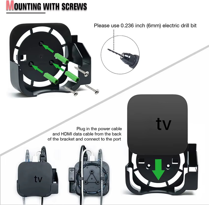 Wandhalterung für Apple TV 4K 2. bis 7. Generation in Schwarz oder Weiß - Bild 3