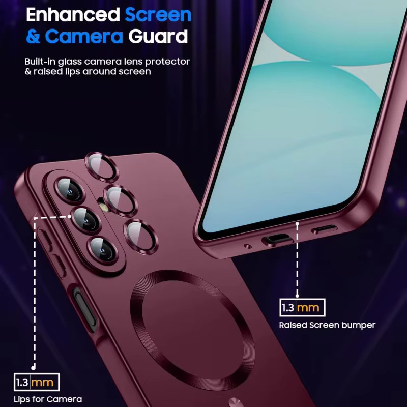 MagSafe Magnetische Hülle für Samsung Galaxy A57 in Metallic-Optik mit Kameraschutz und mattem Finish in Blau oder Schwarz - Bild 4