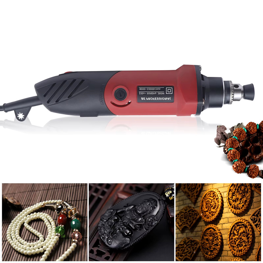 Elektrischer Jade-Schleifer mit 280W Kupferkernmotor in Rot, 8000-33000 U/min, 6-Stufen-Einstellung und 1,5-6mm Spannbereich - Bild 2