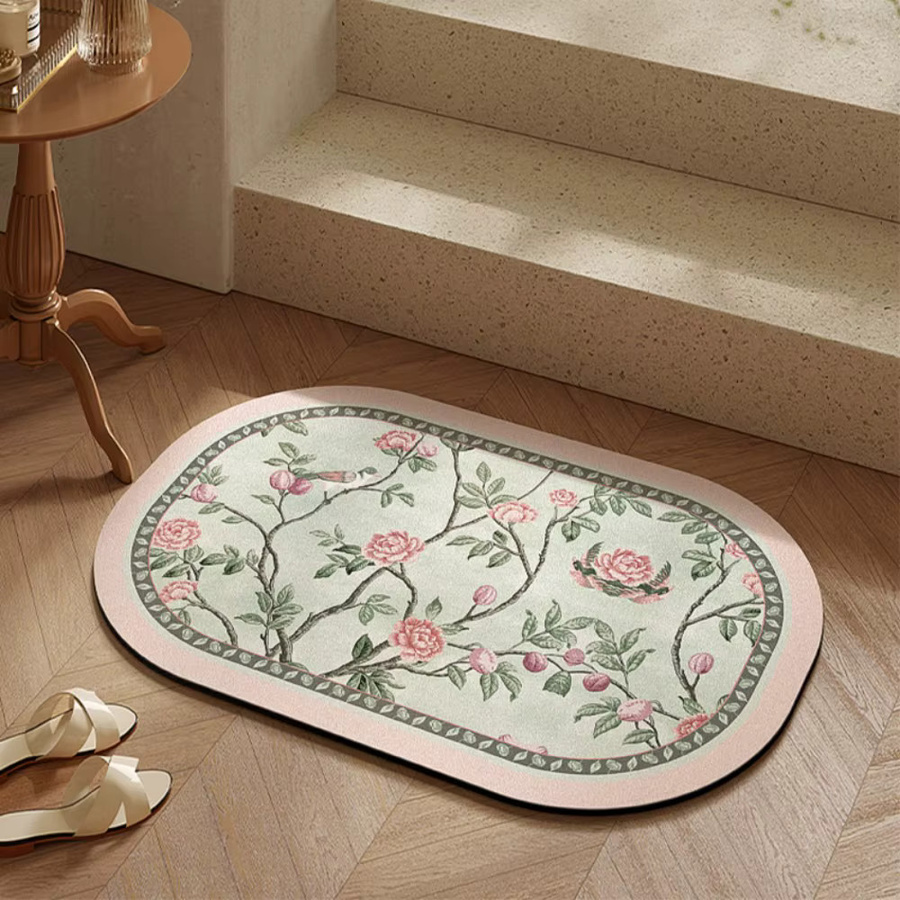 VIKAMA Badematte oval in Nature, schnelltrocknend und rutschfest, B/T: 60 x 40 cm - Bild 3