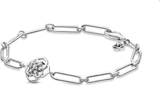 Armband Weißkupfer versilbert, Rosenblatt, 16cm, Damen - Bild 1