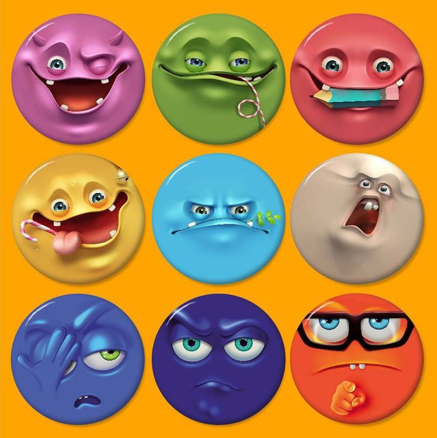 Potdemiel Brosche, 3D Meme Gesicht, 58mm, Cartoon - Bild 1