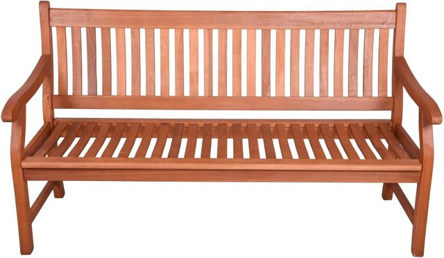DELUKE Gartenbank MALMO 3-Sitzer aus Eukalyptus Natur, wetterfeste Terrassenbank für Garten und Balkon, Breite: 158 cm - Bild 1