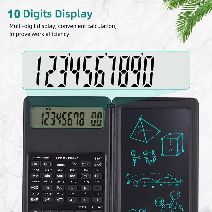 2 in 1 faltbarer Solarenergie-Rechner mit 10-stelligem LCD-Display und 6-Zoll-Schreibtablett inklusive Stift in Schwarz von amzvvn - Bild 5