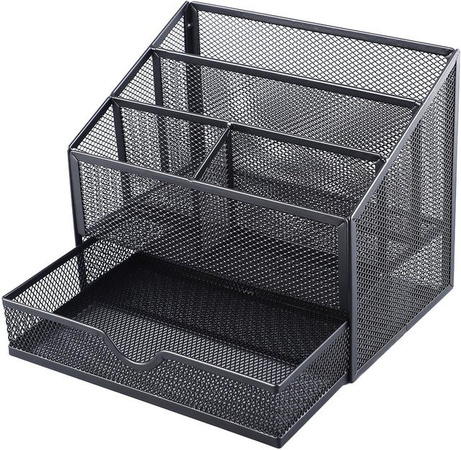 GoolRC Schreibtisch Organizer aus Metallgitter in Grau mit Schublade und mehreren Fächern