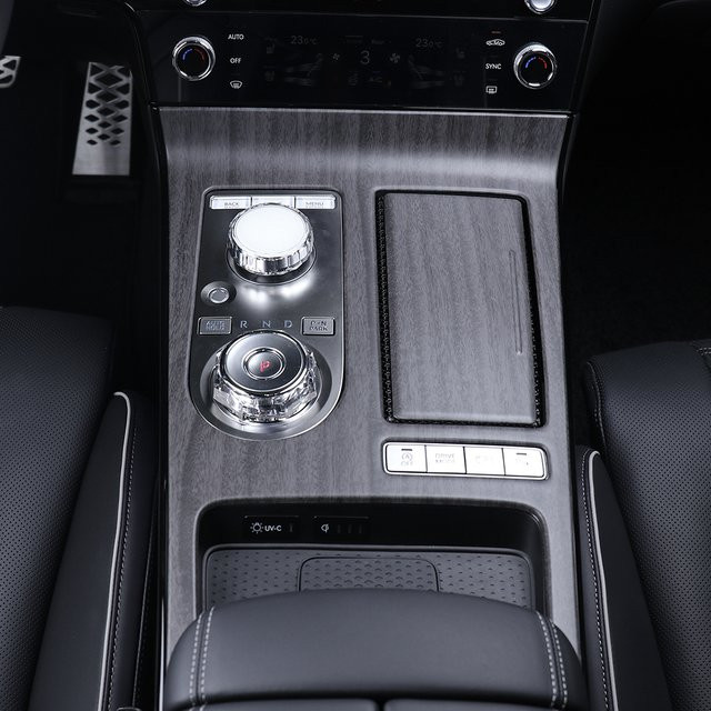 Genesis G80 PE 2025 Kfz-Mittelkonsolen-Zierrahmen und Schalthebel-Schutzhülle aus ABS in Schwarz für Linkslenker - Bild 1