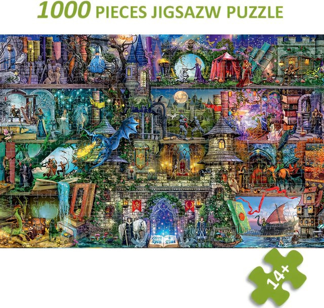 AZNM Traumschloss und Drache Puzzle, Fantasy, 1.000 Teile, ab 14 Jahre - Bild 1