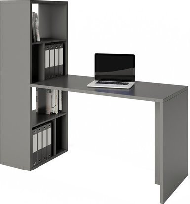 PHOENIX Raumteiler-Regal Fortuna mit Schreibtischanbau, grau, B/H/T: 58 x 146,6 x 34 cm - Bild 1