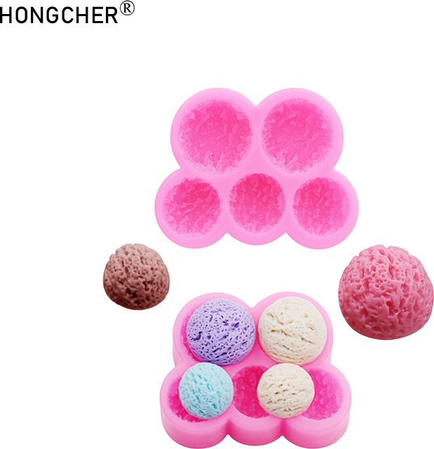 HONGCHER Silikonform für Eiscreme-Halbkugeln in Pink für DIY-Projekte wie Handyhüllen, Haarschmuck oder Schokolade - Bild 1
