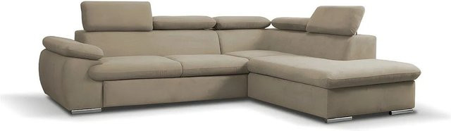 Vente-unique Schlafsofa Fabien in Beige mit L-Form und Schlaffunktion - Bild 1