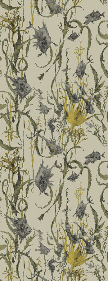 Edmond Petit Wandtapete Jardin Marine RM115-04 Mural, Grau/Mehrfarbig, Vlies, Naturmotiv mit floralen und maritimen Elementen - Bild 1