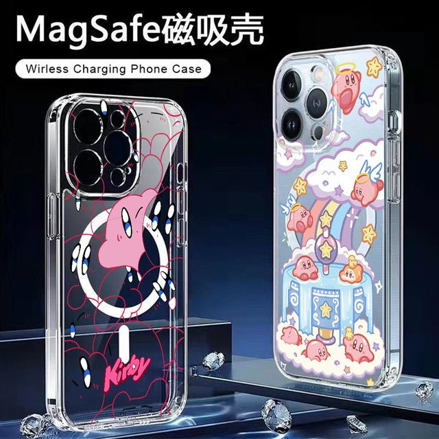 Potdemiel MagSafe Magnetische Handyhülle mit Cartoon K-Kirby Design für iPhone 17 Air 16 15 14 13 12 11 Pro Max Plus SE Transparent - Bild 1