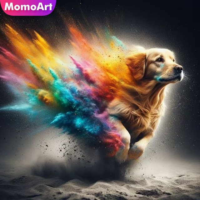 Momoart Diamant-Malerei Hund Tier DIY Diamant-Mosaik mit runden Steinen in Multicolour, B/B/H: 20 x 20 x 20 cm - Bild 1