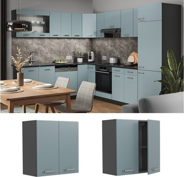 Vicco Hängeschrank R-Line Küchenschrank in Anthrazit, Blau und Grau, Breite: 60 cm - Bild 1