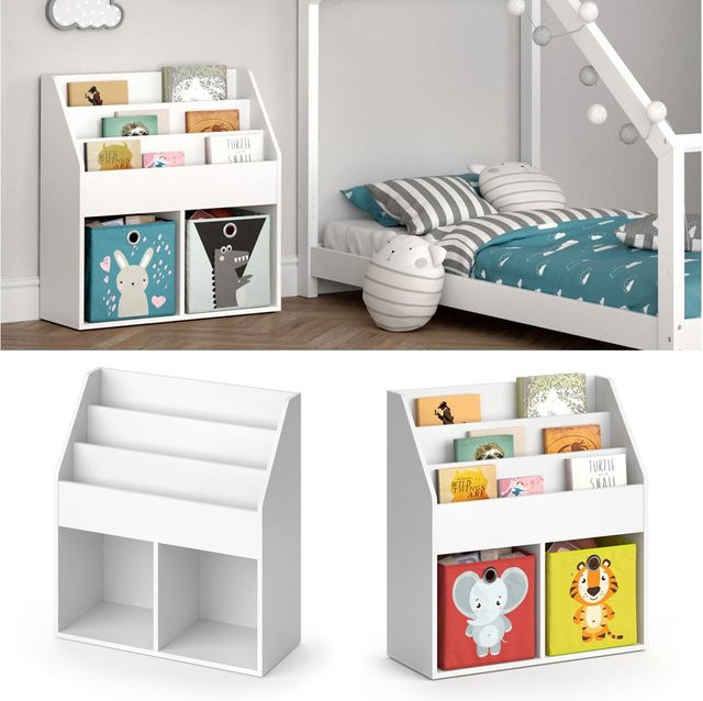 VICCO Kinderregal LUIGI Spielzeugablage und Bücherregal in Weiß mit Melaminharzbeschichtung - Bild 1