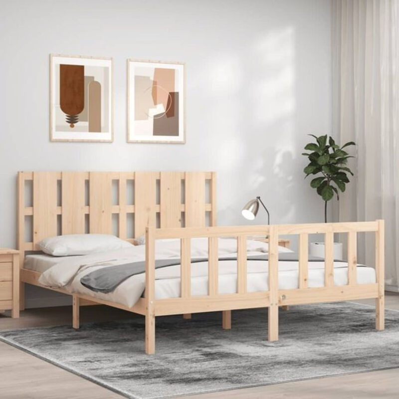 Massivholzbett vidaxl aus Kiefernholz in Braun im Landhaus- und Skandinavischen Stil, B/T/H: 160 x 200 cm (ohne Matratze) - Bild 1
