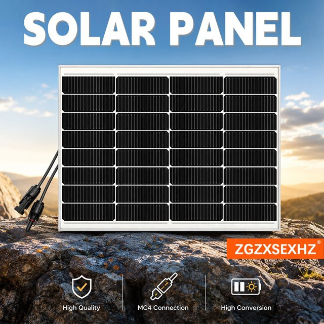 Monokristallines 80-W-Solarmodul ZGZXSEXHZ in Schwarz für mobile Stromversorgung beim Camping, Wandern und Bootfahren - Bild 1
