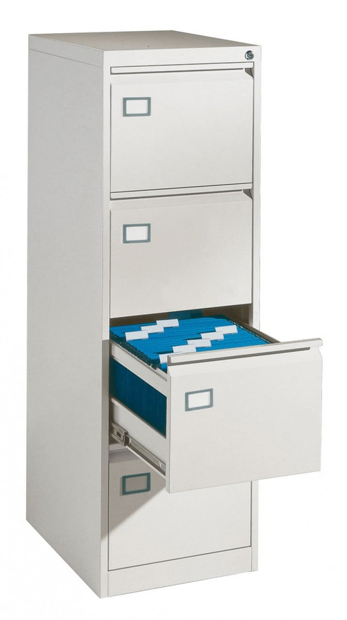 BIGBOXX Hängeregistraturschrank aus Metall für Hängeregister, Wandmontage, Weiß Matt - Bild 1