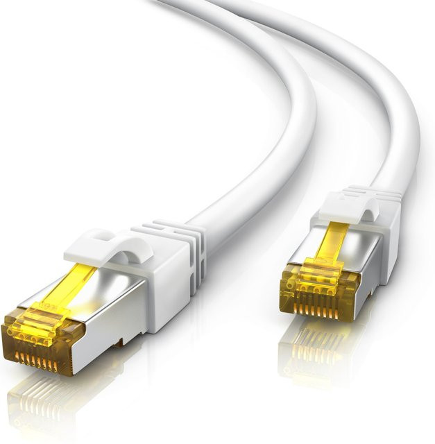 Primewire LAN-Kabel CAT.7 S/FTP Patchkabel mit RJ-45 Ethernet-Anschluss, 10000 Mbit/s, Weiß, Länge: 20 m - Bild 1