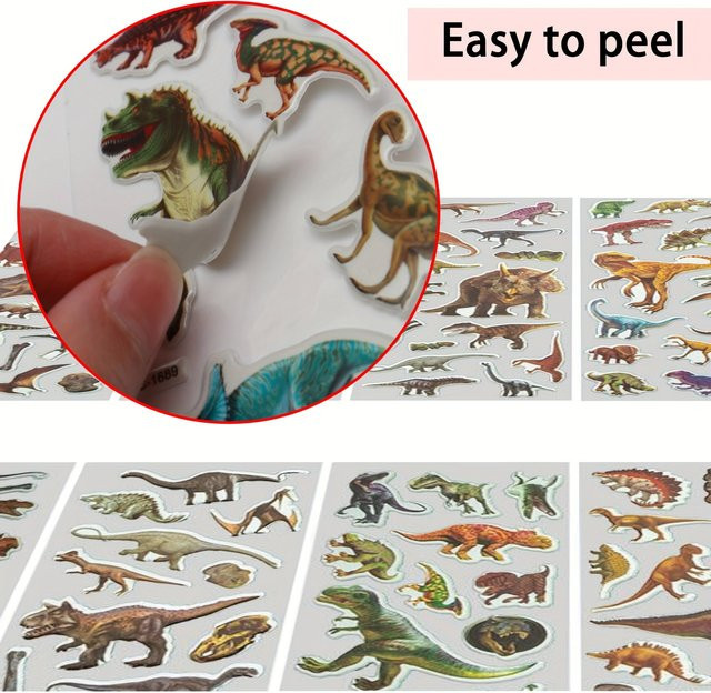 JXB Dinosaurier-Aufkleber, 3D-Dino-Puffy-Aufkleber, 5-teiliges Set - Bild 1