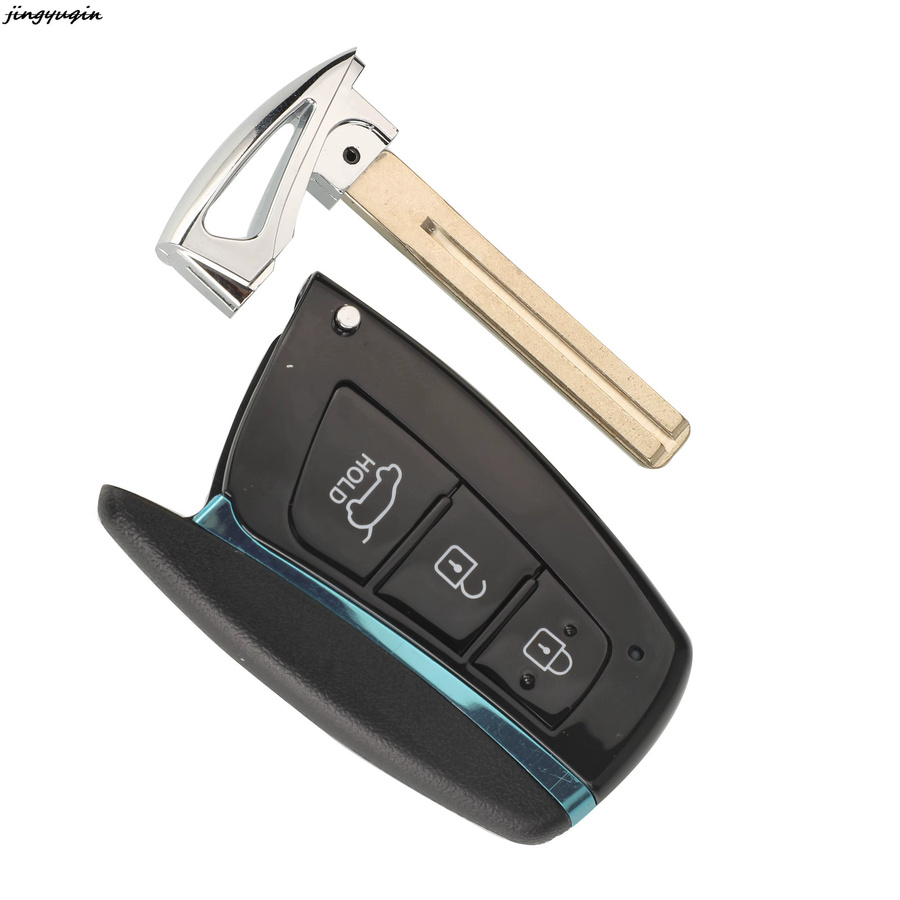 Jingyuqin Fernbedienungs-Autoschlüsselgehäuse für Hyundai Genesis Santa Fe Equus Azera, 3/4-Tasten Smart Fob Schlüsselhülle, Schwarz - Bild 3