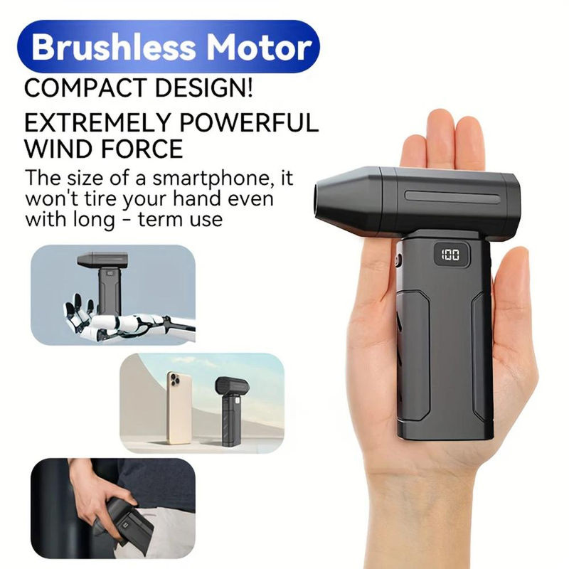 Oudun Tragbares Handheld-Turbogebläse mit Digitalanzeige und 80000 U/min in Schwarz - Bild 3