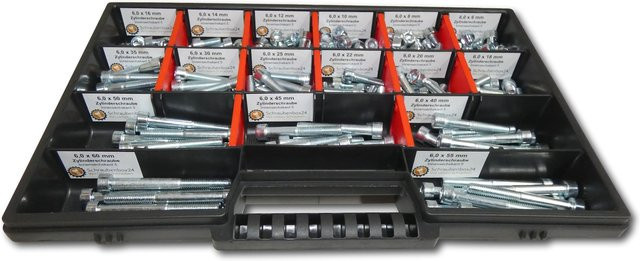 200-teiliges Zylinderschrauben Sortiment M6 in Silber, DIN 912/ISO 4762 Maschinenschrauben Set mit Längen von 6 mm bis 60 mm in einer Schraubenbox - Bild 1