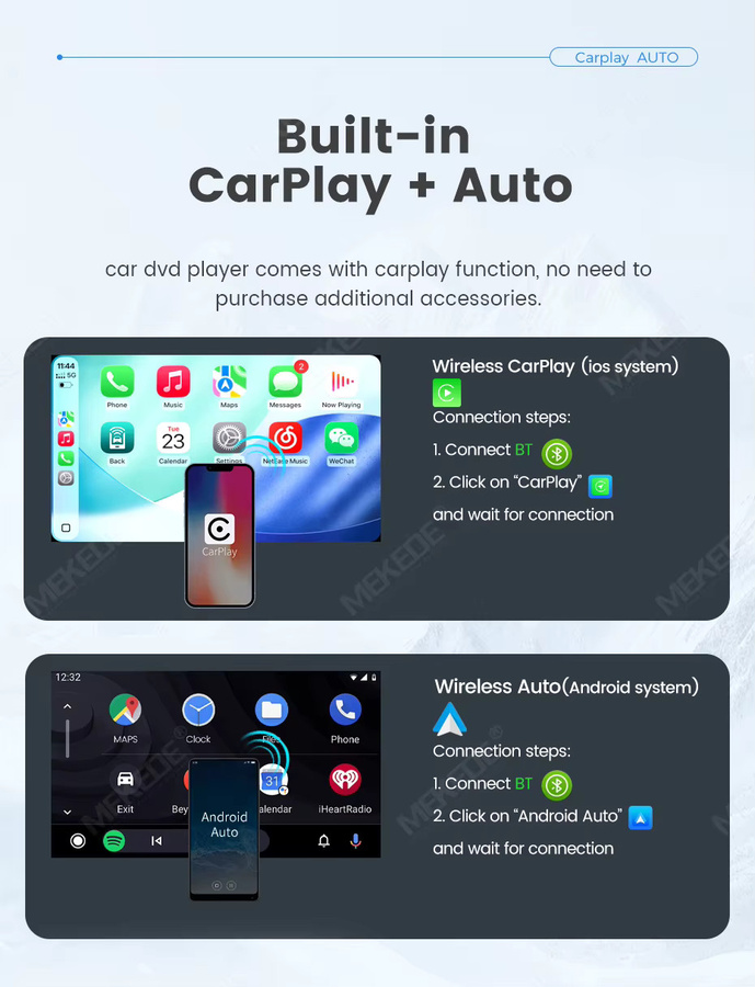 MEKEDE Smart Car System Autoradio mit 7 Zoll IPS-Touchscreen, kabelloses CarPlay und Android Auto, GPS-Navigation und Bluetooth für Porsche Cayenne 955 957 9PA (2002 - 2010), Schwarz - Bild 3