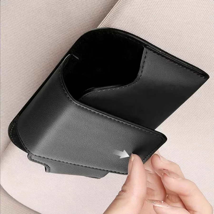 Sonnenbrillen-Aufbewahrungskoffer aus Leder in Schwarz mit Standfunktion für Schreibtisch und Reisen - Bild 3
