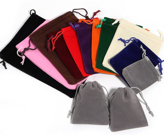 10er Set Louleur Samt-Schmuckbeutel mit Kordelzug in Bunt und Blau - Bild 1