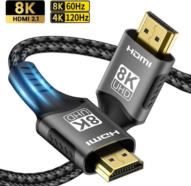 LMCNZZ HDMI 2.1 Splitter Adapter in Schwarz für 8K@60Hz und 4K@120Hz mit 48Gbps, unterstützt eARC, ARC und HDCP Ultra High Speed für PC, Laptop, Projektor und HD TV - Bild 1