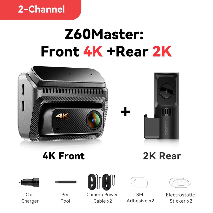 DDPAI Z60Master Dashcam mit 4K UHD Front- und 2K Heckaufzeichnung, Dual HDR Nachtsicht, WiFi6 und GPS, Farbe: Schwarz - Bild 7