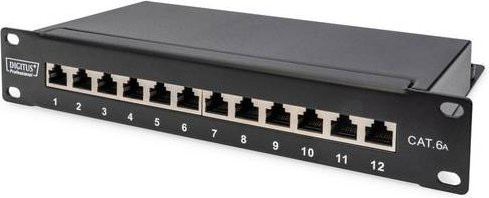 Digitus Netzwerk-Patchpanel DN-91612S-EA, 12 Port, Cat.6a, Schwarz, 1 HE, Breite: 25,4 cm - Bild 2