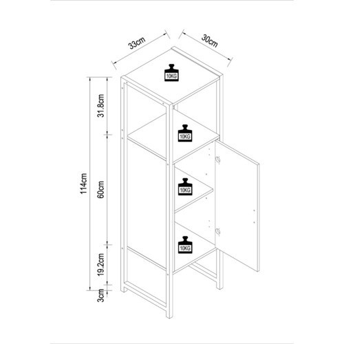 VCM Midischrank Edino in Braun, B/T/H: 33 x 30 x 114 cm - Bild 2